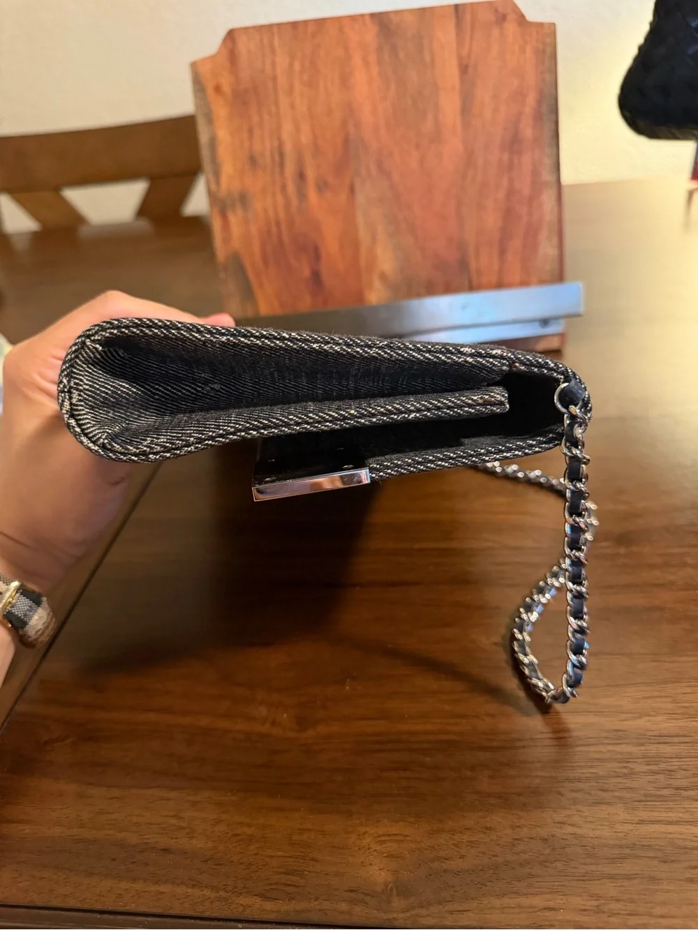 🖤 CHANEL Denim East West Chocolate Bar Handbag